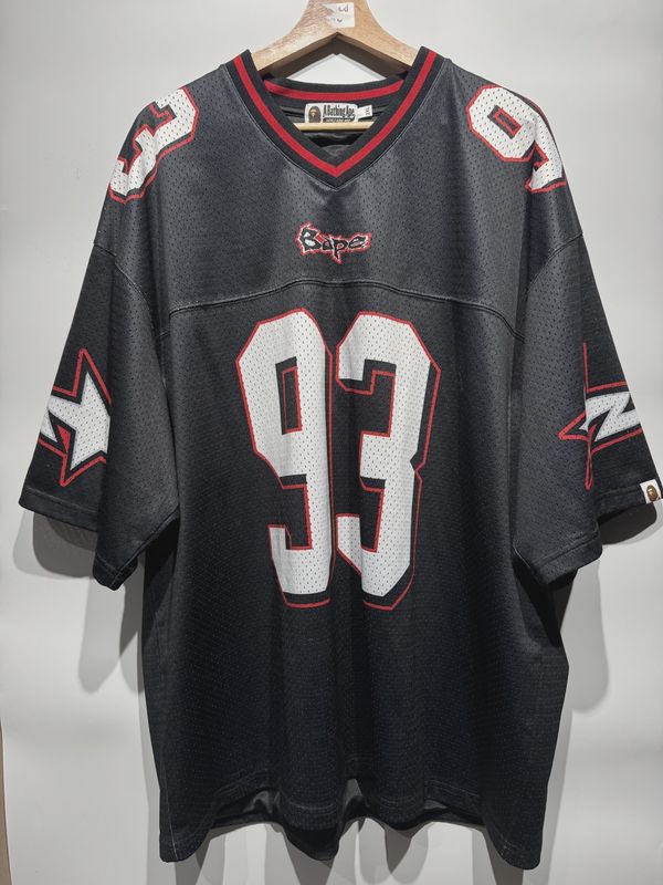 BAPE Football Relaxed Fit Tee Black • Pre-Owned [9441]