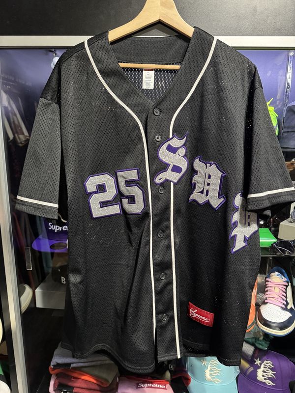 Supreme Old English Baseball Jersey Black / XL  - Pre Owned