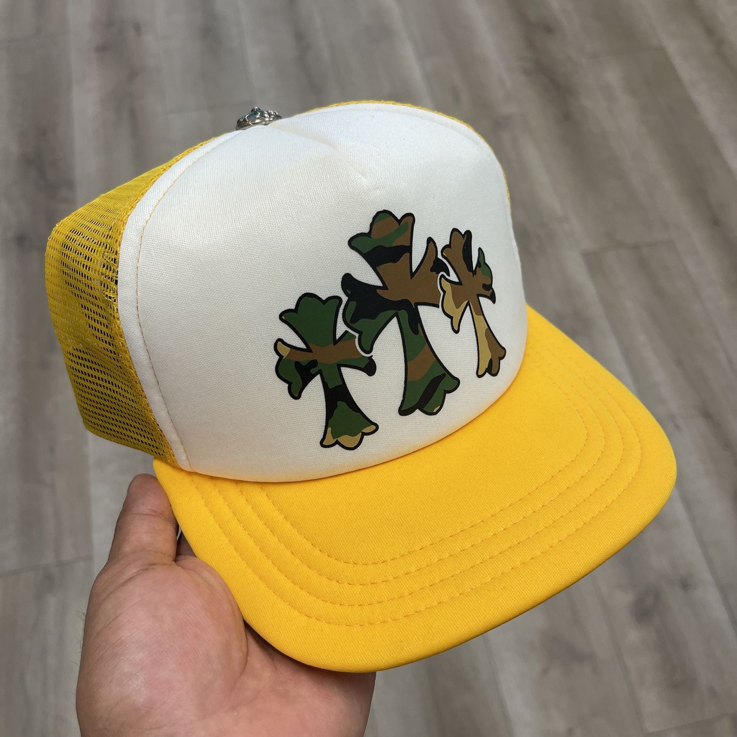 Chrome Hearts Camo Cemetery Trucker Hat Yellow - Pre-Owned