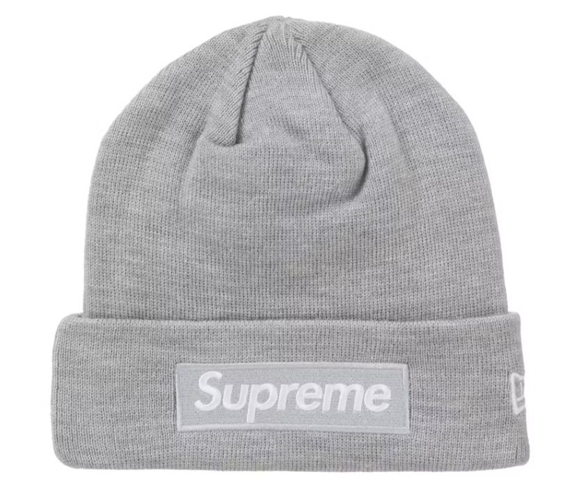Supreme New Era Box Logo Beanie (FW24) Heather Grey - New, Accessory Size: OSFA, Product Condition: Brand New