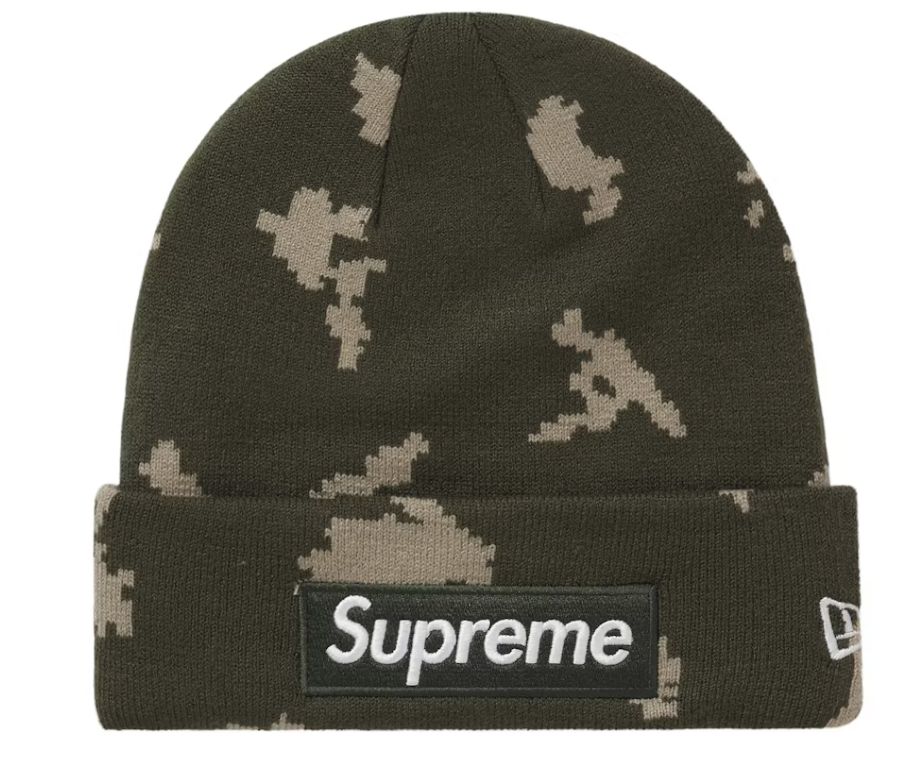 Supreme New Era Box Logo Beanie (FW21) Olive Russian Camo - New, Accessory Size: OSFA, Product Condition: Brand New