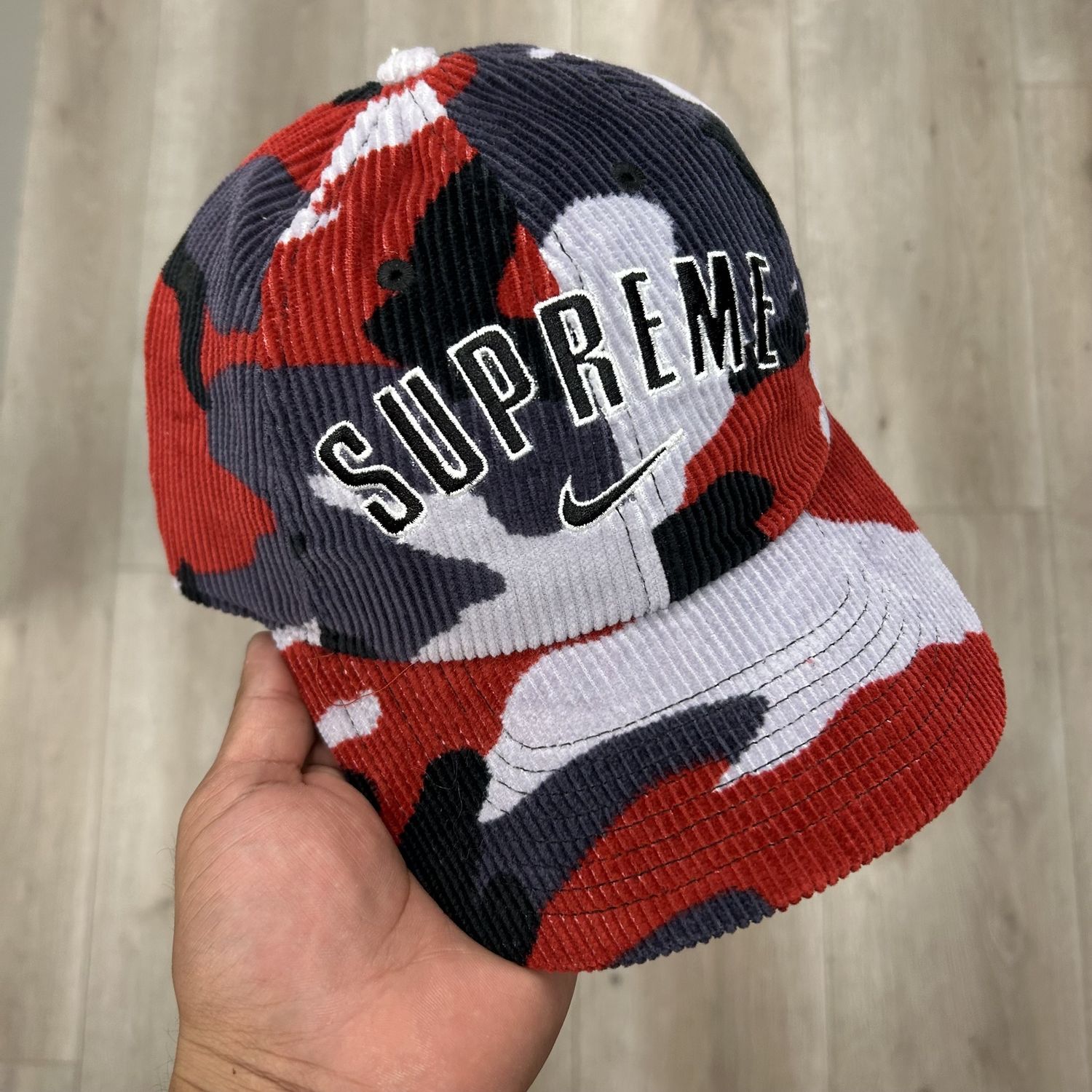 2022 Supreme x Nike Arc Corduroy 6-Panel &#39;Red Camo&#39; - New, Product Condition: Brand New