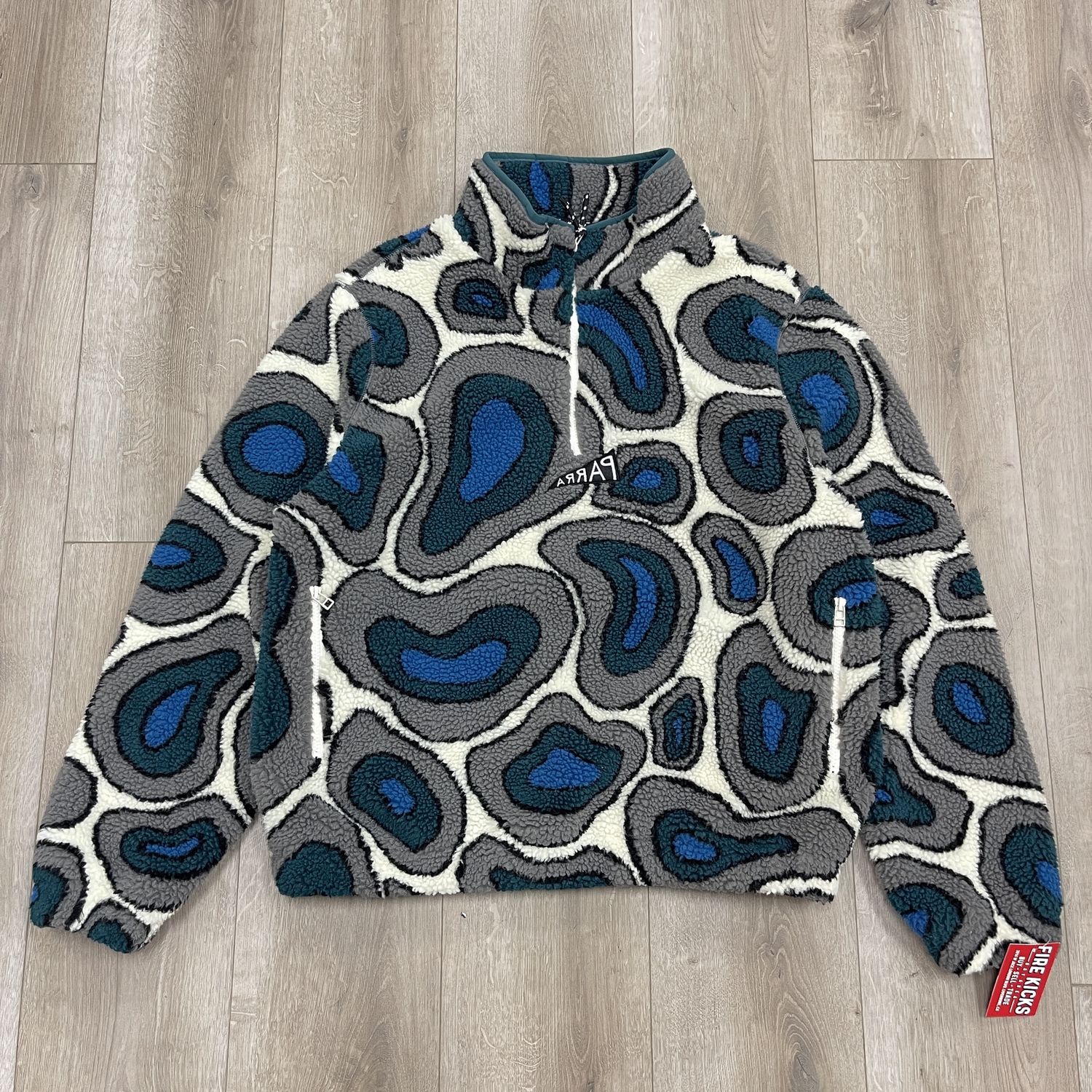 Parra Blue Amethist Geode Sherpa Half Zip Fleece Abstract - Pre-Owned