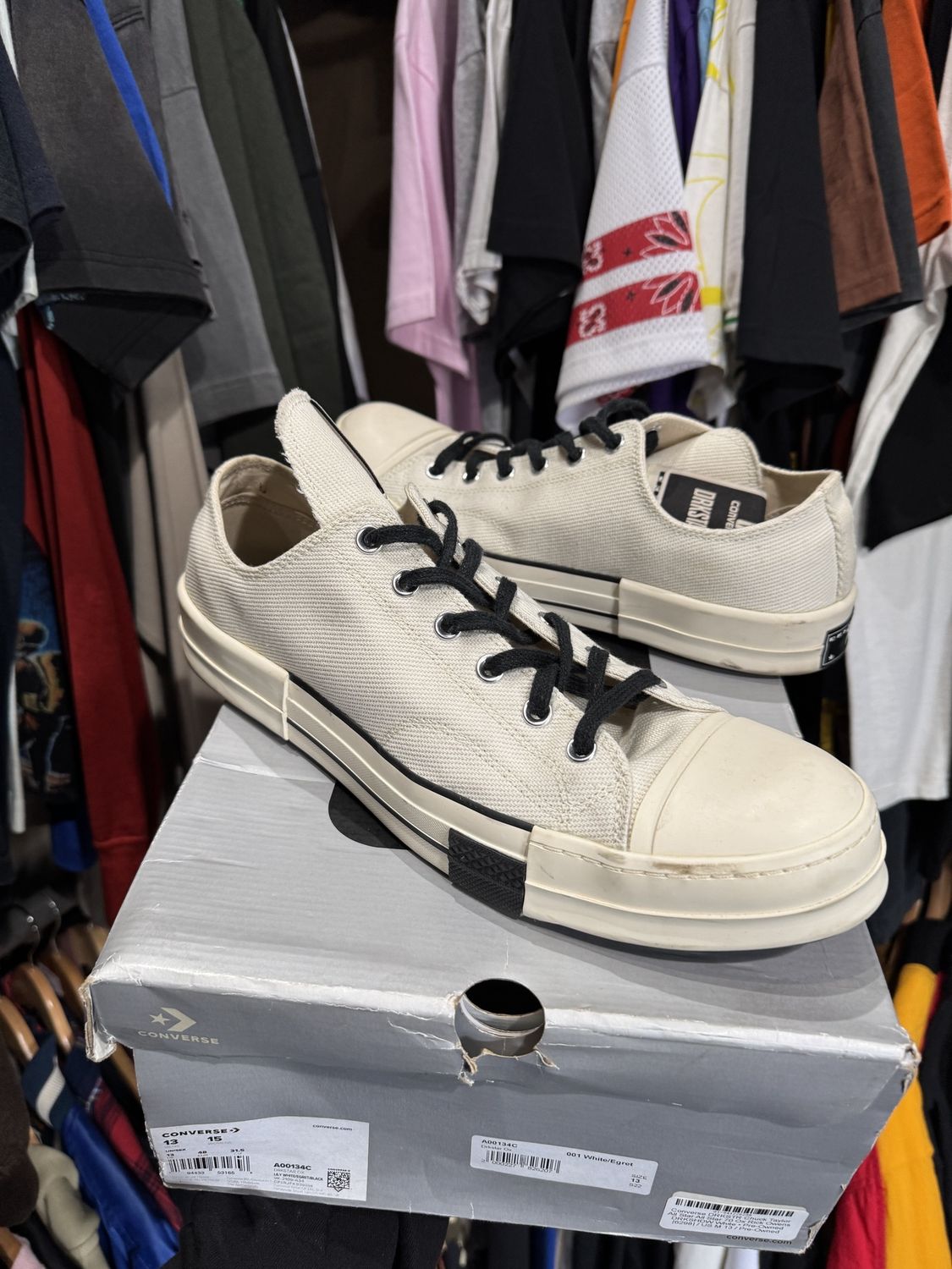 Converse DRKSTR Chuck Taylor All Star All Star 70 Ox Rick Owens DRKSHDW White • Pre-Owned [6298]