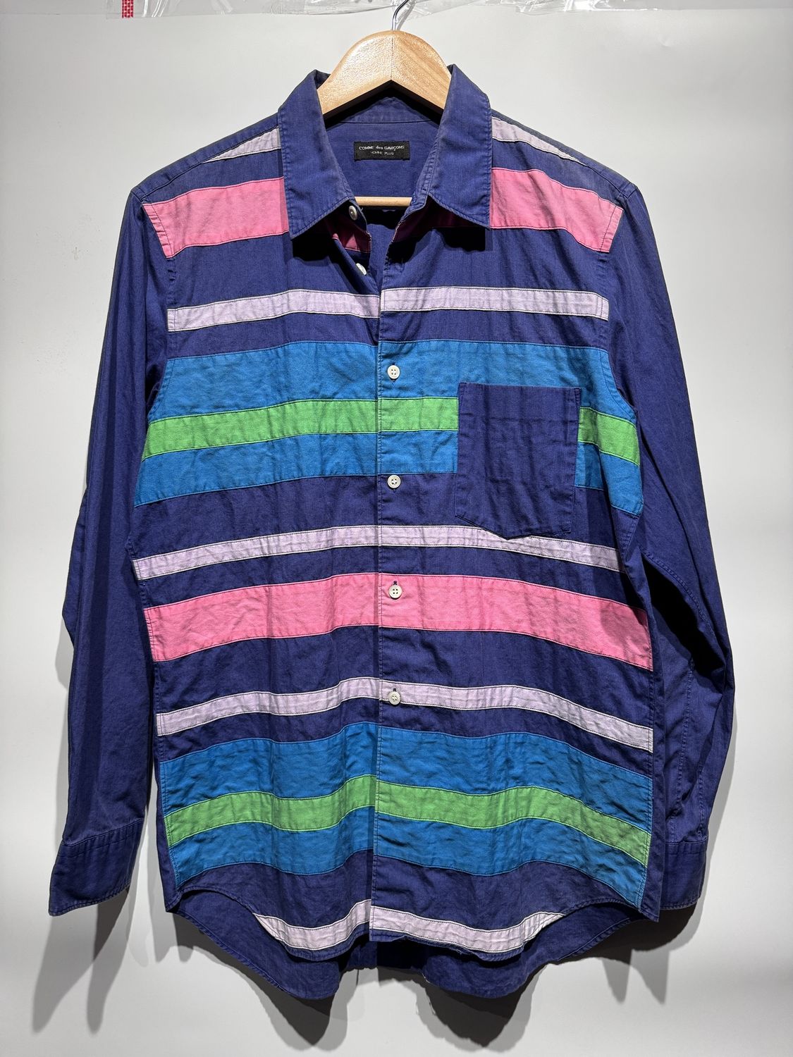 CDG Purple Stripe Button Up / M - Pre Owned [0483], Clothing Size: M, Product Condition: Pre-Owned