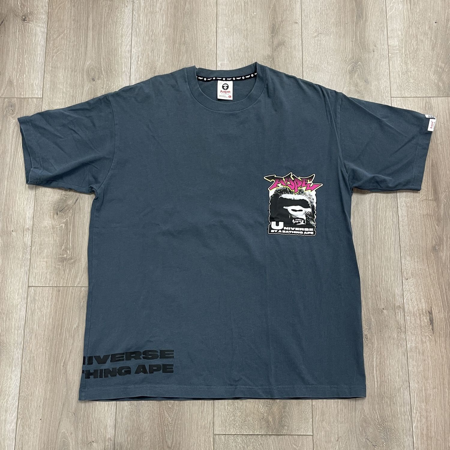 AAPE Universe Tee Blue - Pre-Owned, Clothing Size: XL, Product Condition: Pre-Owned
