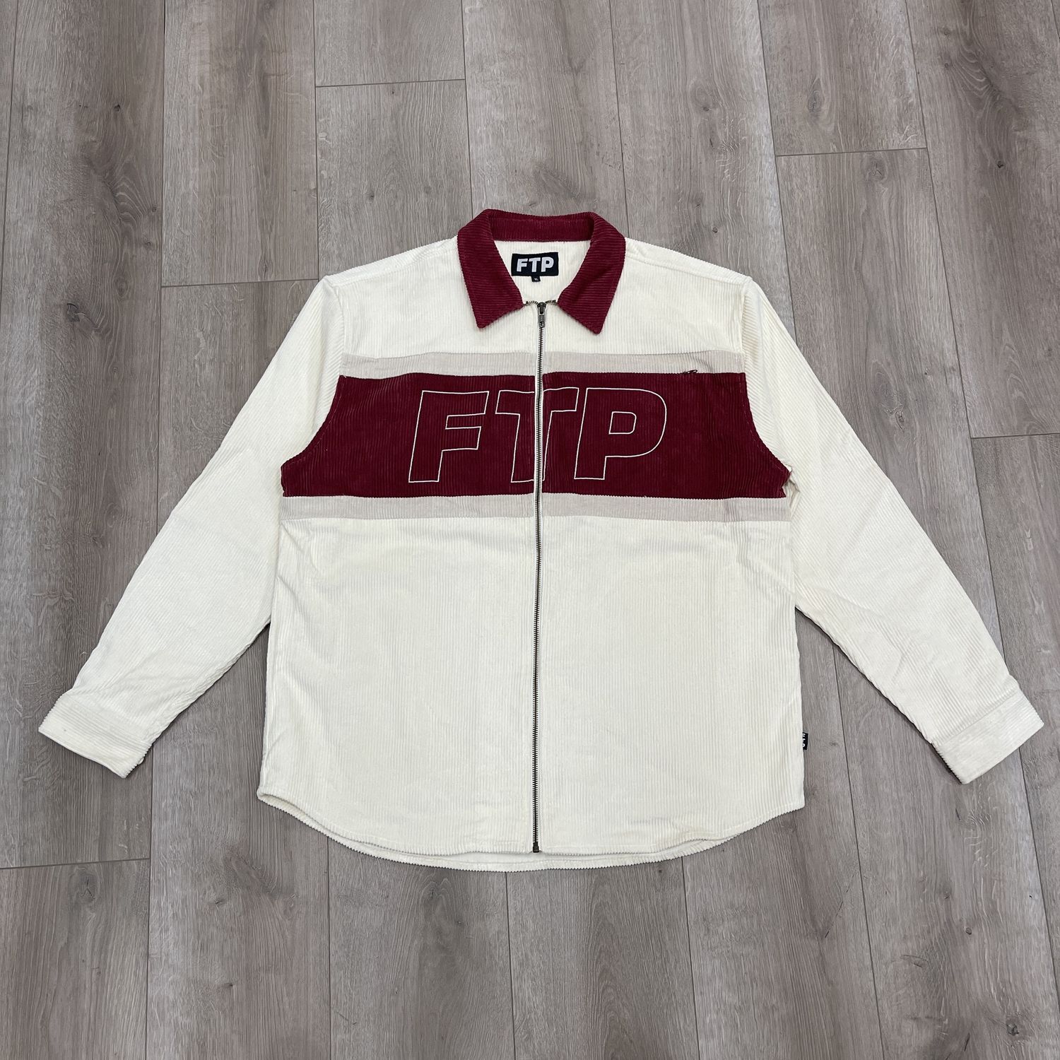 FTP Corduroy Logo Zip Up Cream - Pre-Owned, Clothing Size: XL, Product Condition: Pre-Owned