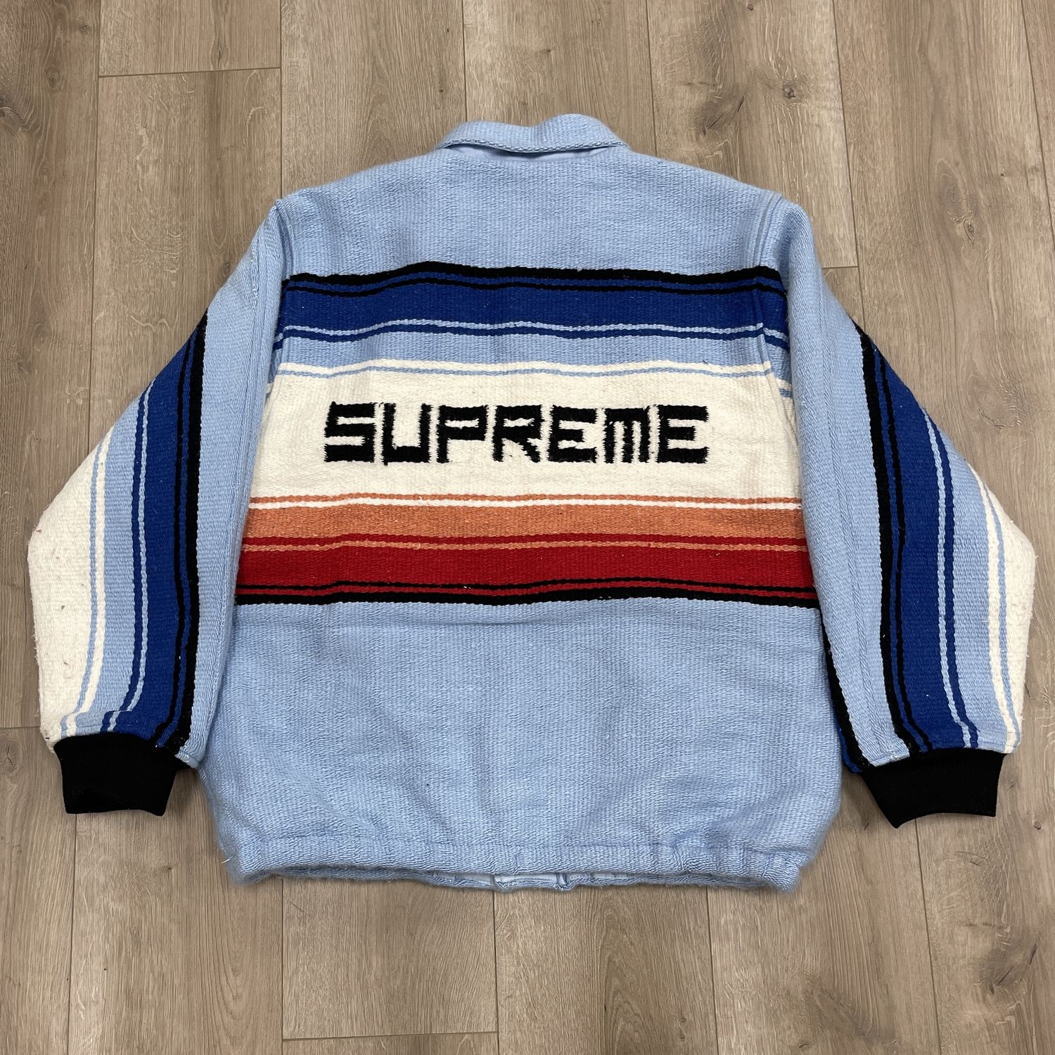 Supreme Tlaxcala Blanket Jacket Light Blue - Pre-Owned, Clothing Size: XL, Product Condition: Pre-Owned
