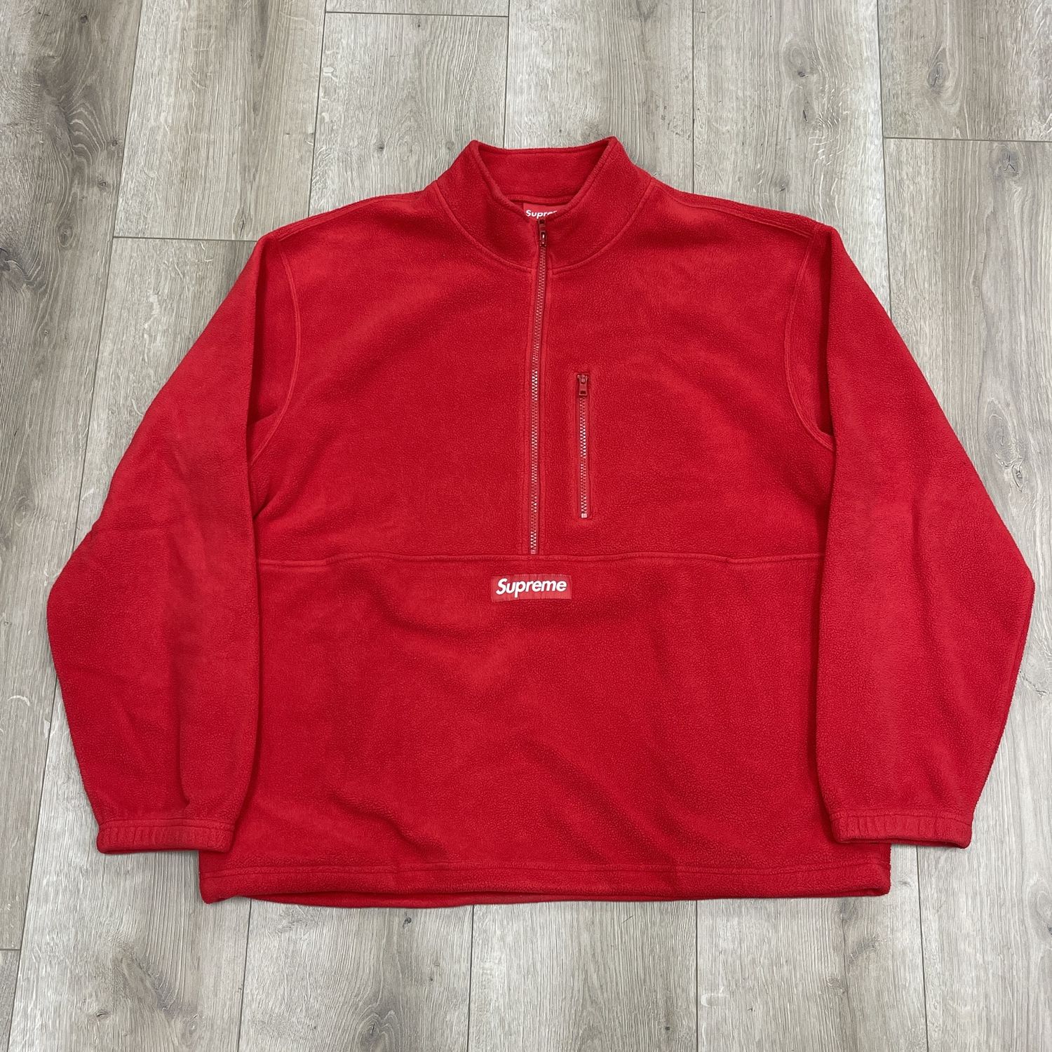 Supreme x Polartec Half Zip Pullover &#39;Red&#39; - Pre-Owned, Clothing Size: XL, Product Condition: Pre-Owned