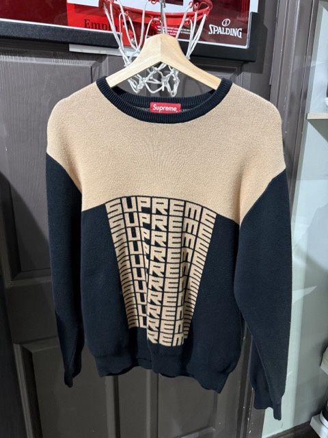 Supreme Logo Repeat Sweater Black / M - Pre Owned [4436], Clothing Size: M, Product Condition: Pre-Owned