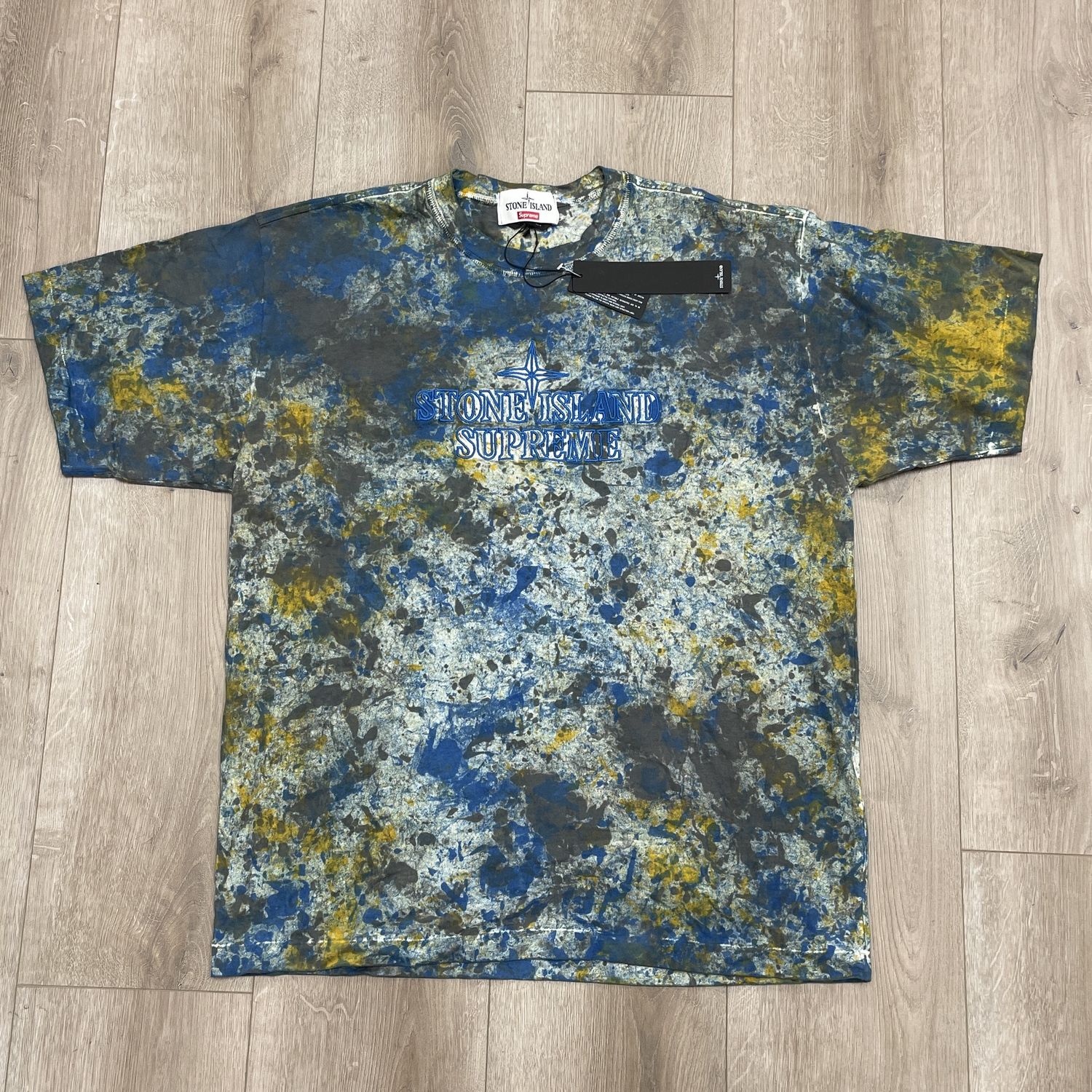 Supreme x Stone Island Embroidered Logo Short-Sleeve Top &#39;Dark Blue&#39; - New, Clothing Size: M, Product Condition: Brand New