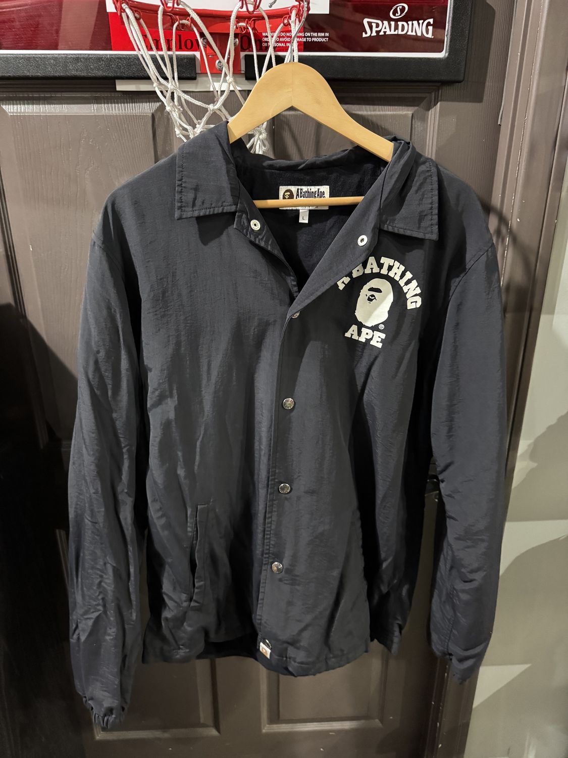 Bape Chest Logo Black Button Up Jacket / L - Pre Owned [2238], Clothing Size: L, Product Condition: Pre-Owned