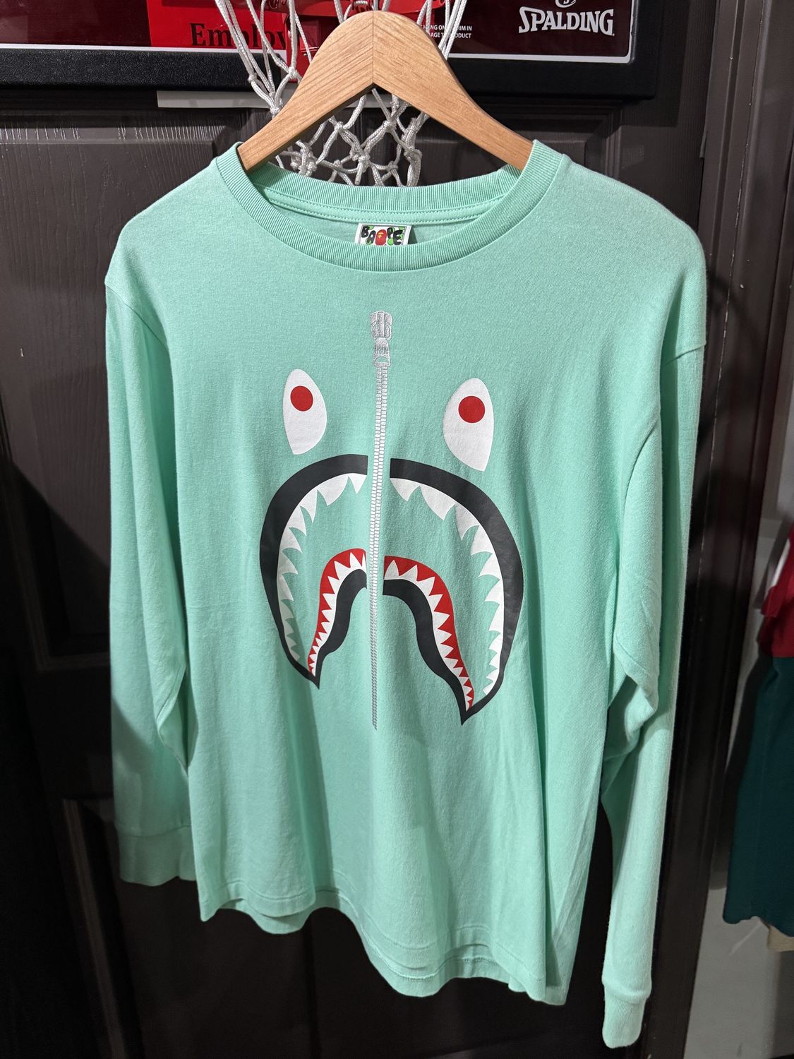 BAPE Shark L/S Tee Sax / M - Pre Owned [7760], Clothing Size: L, Product Condition: Pre-Owned