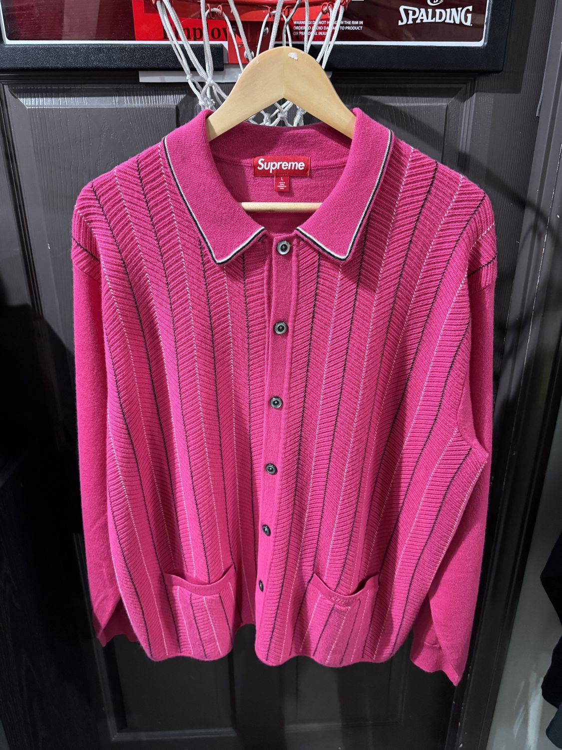 Supreme Herringbone Cardigan Pink / L - Pre Owned [3369], Clothing Size: L, Product Condition: Pre-Owned