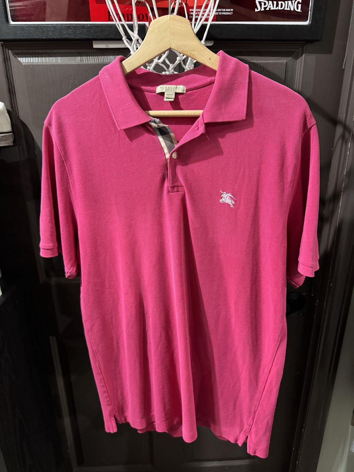 Burberry Pink Polo Tee Shirt / L - Pre Owned [1124], Clothing Size: L, Product Condition: Pre-Owned