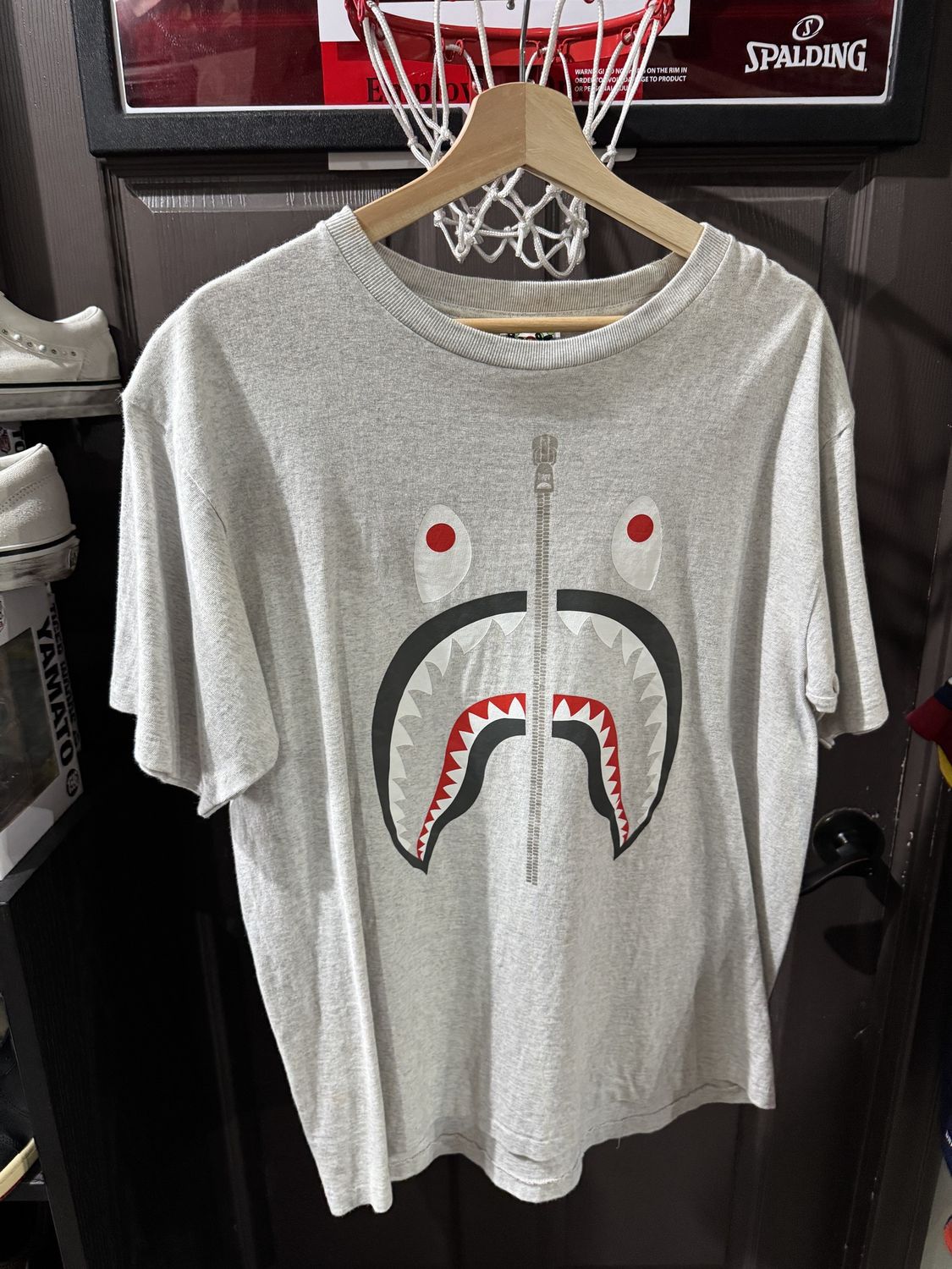 BAPE Shark Tee Grey / L - Pre Owned [1145], Clothing Size: L, Product Condition: Pre-Owned