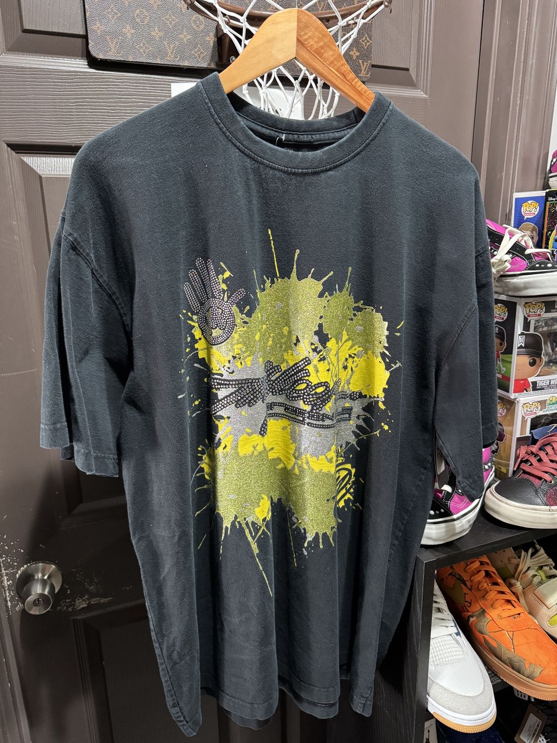 Y2K Mizkeen Originals Graph Tee Yellow Splatter / XL - Pre Owned [0002], Clothing Size: XL, Product Condition: Pre-Owned