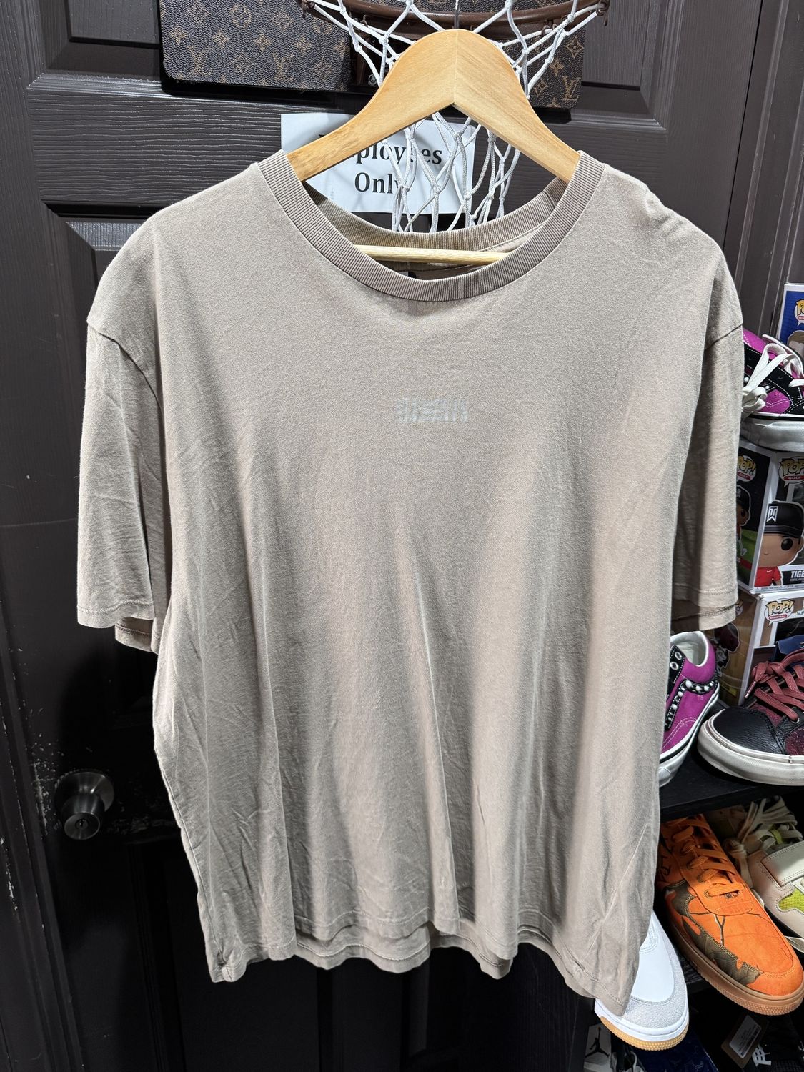 All Saints Small Logo Tee Tan / XL - Pre Owned [3455], Clothing Size: XL, Product Condition: Pre-Owned