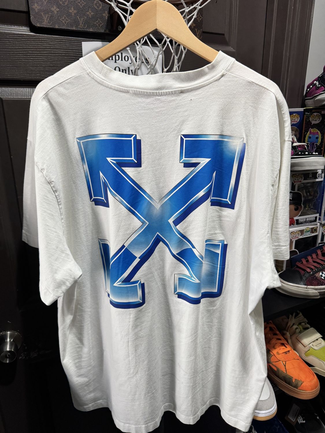 OFF-WHITE c/o Virgil Abloh Blue Metal Arrow Slim T-Shirt / L - Pre Owned [0039], Clothing Size: L, Product Condition: Pre-Owned
