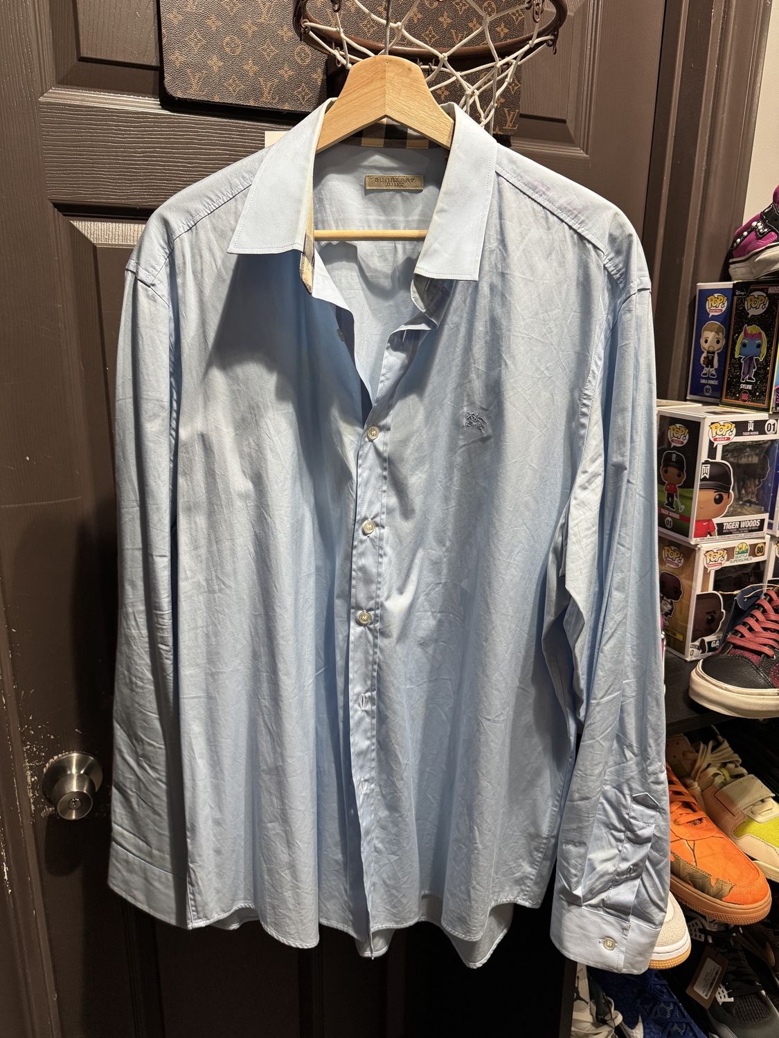 Bureberry Dress Shirt Long Sleeve Baby Blue / XXL - Pre Owned [1236], Clothing Size: XXL, Product Condition: Pre-Owned