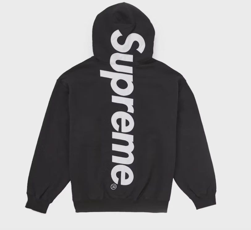 Supreme Satin Applique Hooded Sweatshirt (FW24) Black • Pre-Owned [2253]