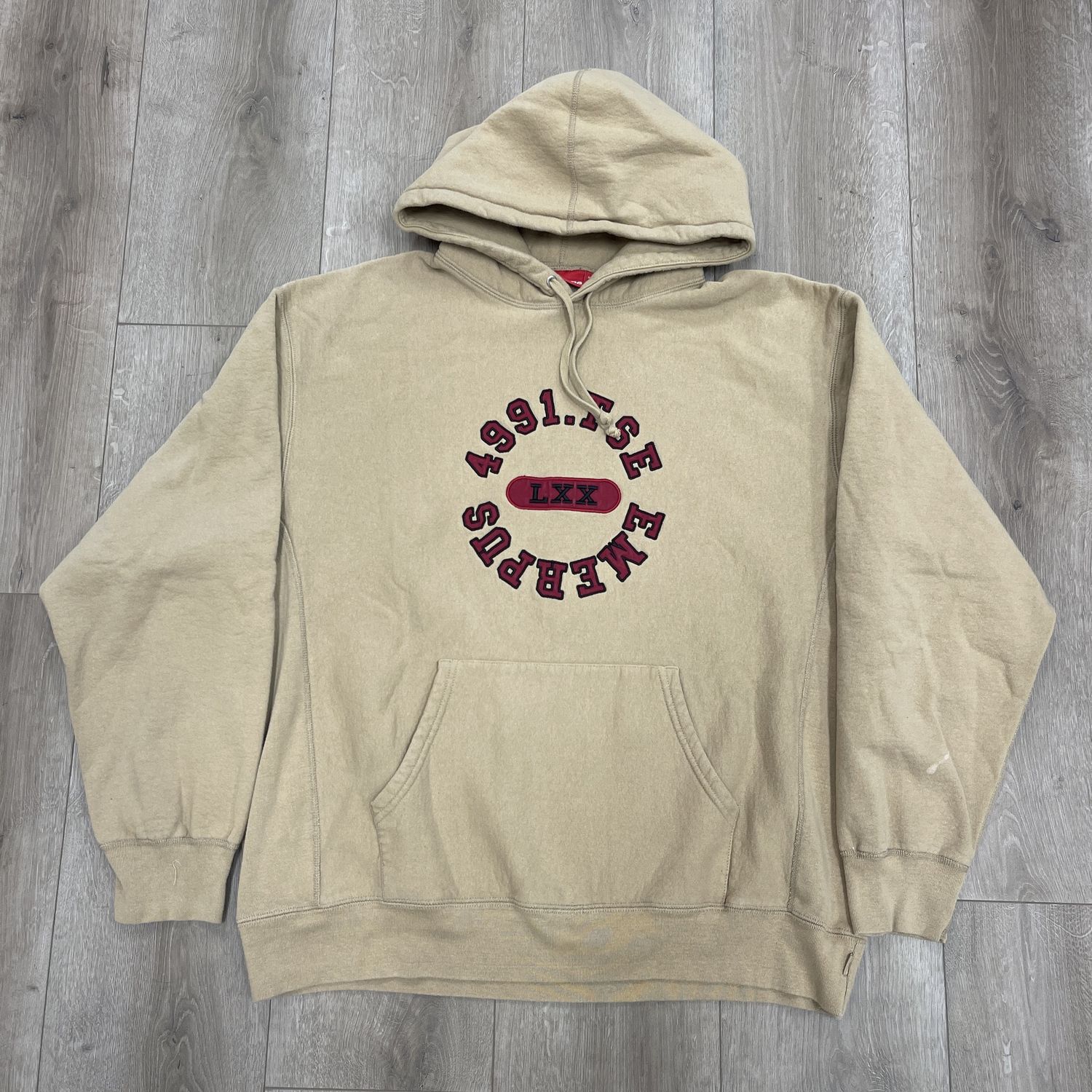 Supreme Reverse Hooded Sweatshirt Dark Tan - Pre-Owned, Clothing Size: XL, Product Condition: Pre-Owned
