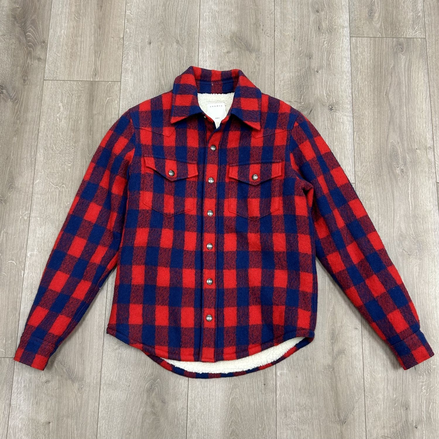 Sandro Check Wool Flannel - Pre-Owned, Clothing Size: XS, Product Condition: Pre-Owned