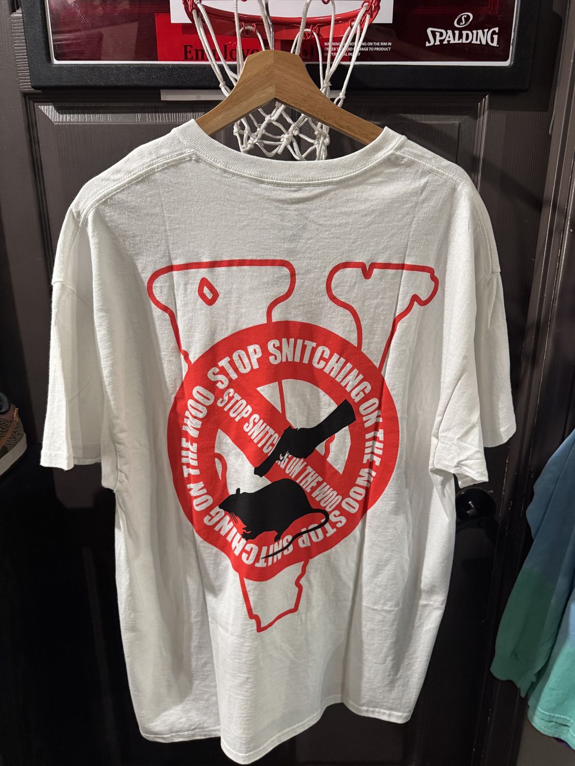 Pop Smoke x Vlone Stop Snitching On The Woo T Shirt / XL - Pre Owned [4994], Clothing Size: XL, Product Condition: Pre-Owned