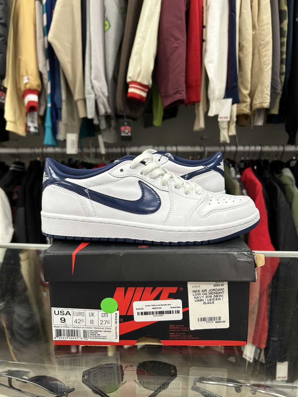 Jordan 1 Retro Low Metallic Blue - Pre-Owned, Product Condition: Pre-Owned, Shoe Size: US M 9