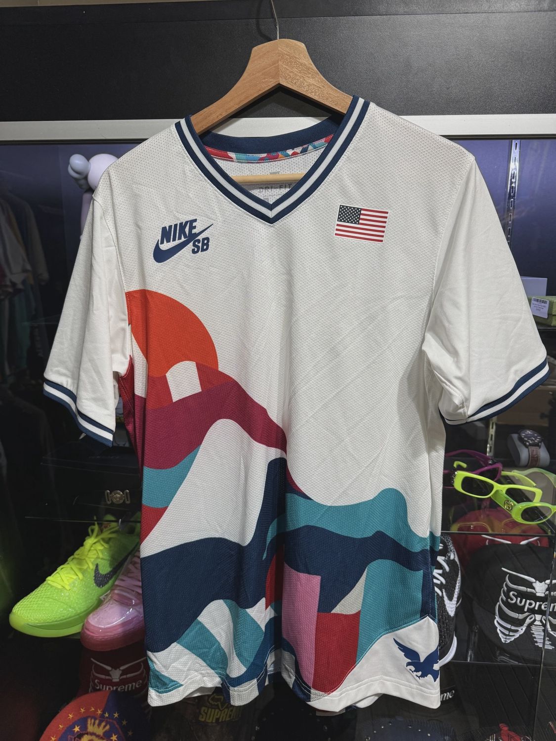 Nike SB  x Parra USA Federation Kit Crew Jersey White/Brave Blue • Pre-Owned [5285]