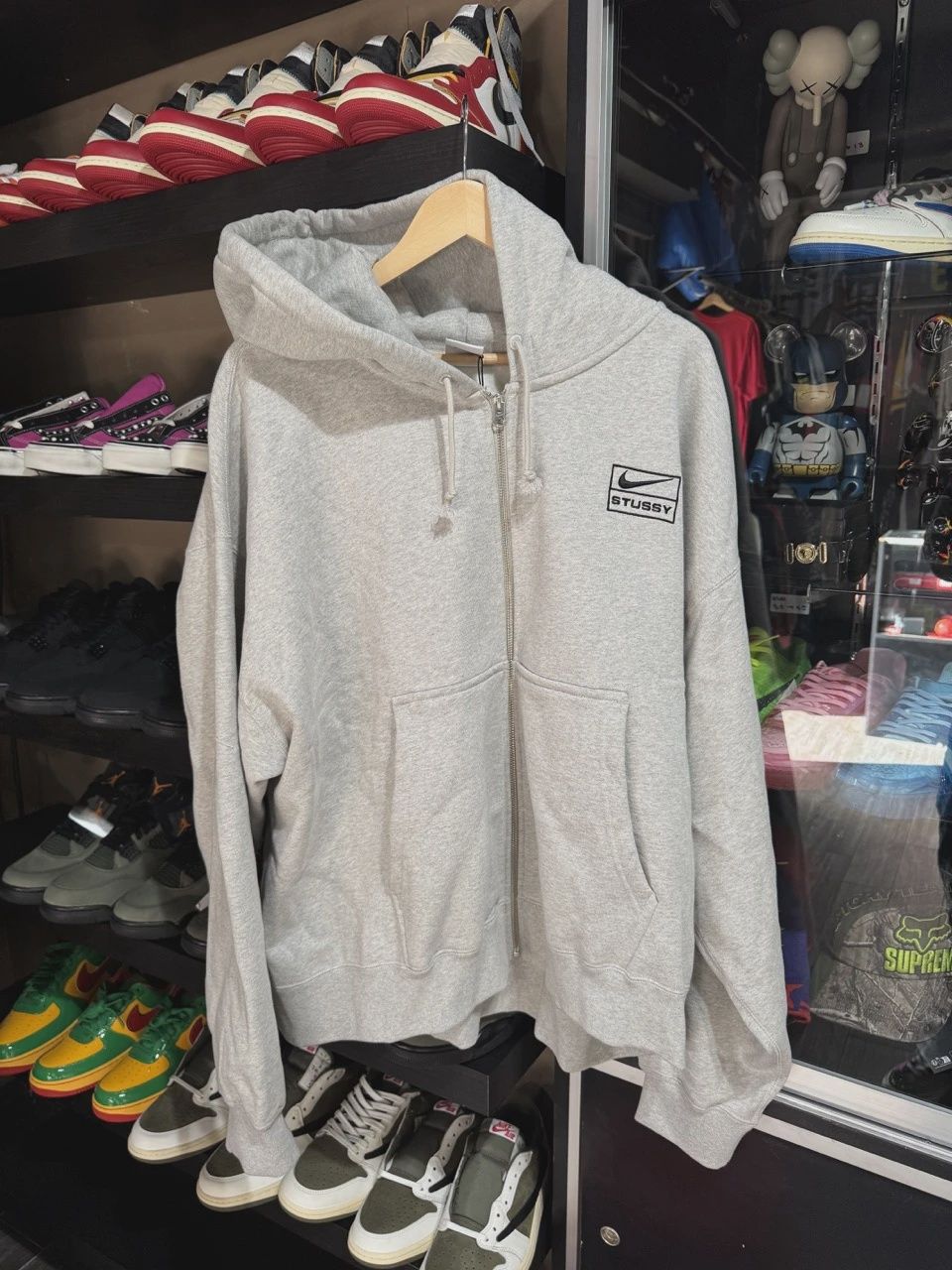 Stussy x Nike Fleece Zip Hoodie (FW25) Grey Heather (FW25) • Brand New [3724]