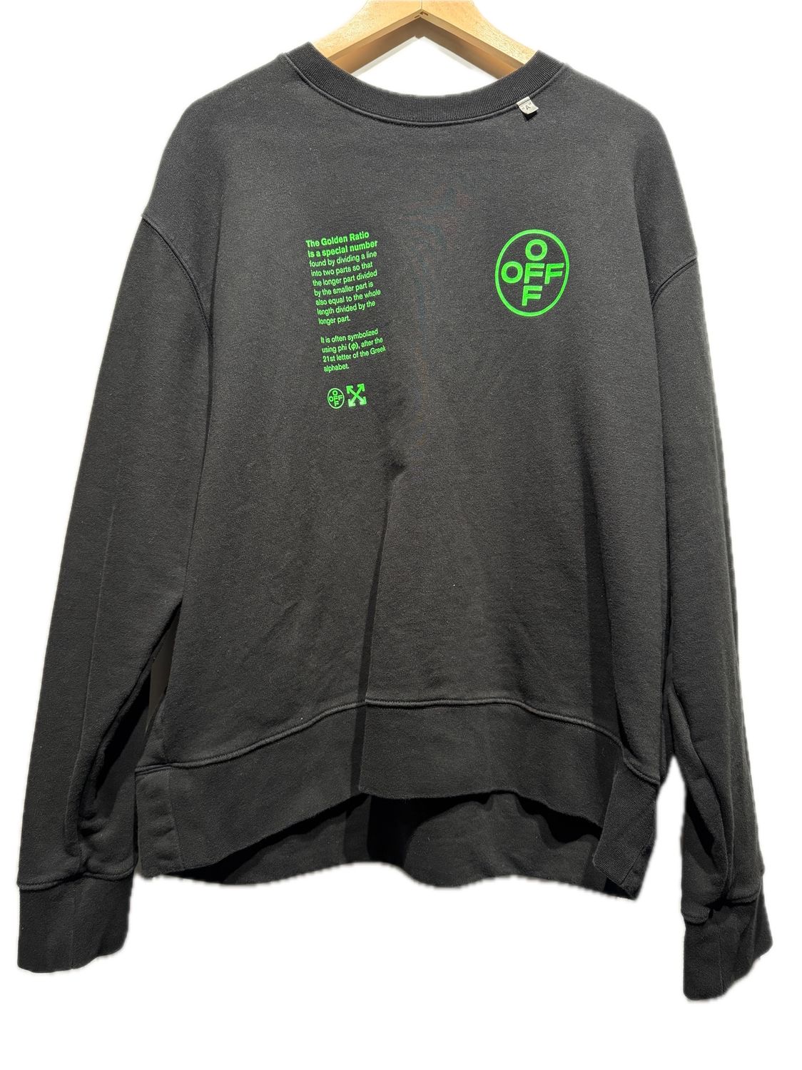 OFF-WHITE Green Logo Crewneck Black / M - Pre Owned [9985], Clothing Size: M, Product Condition: Pre-Owned