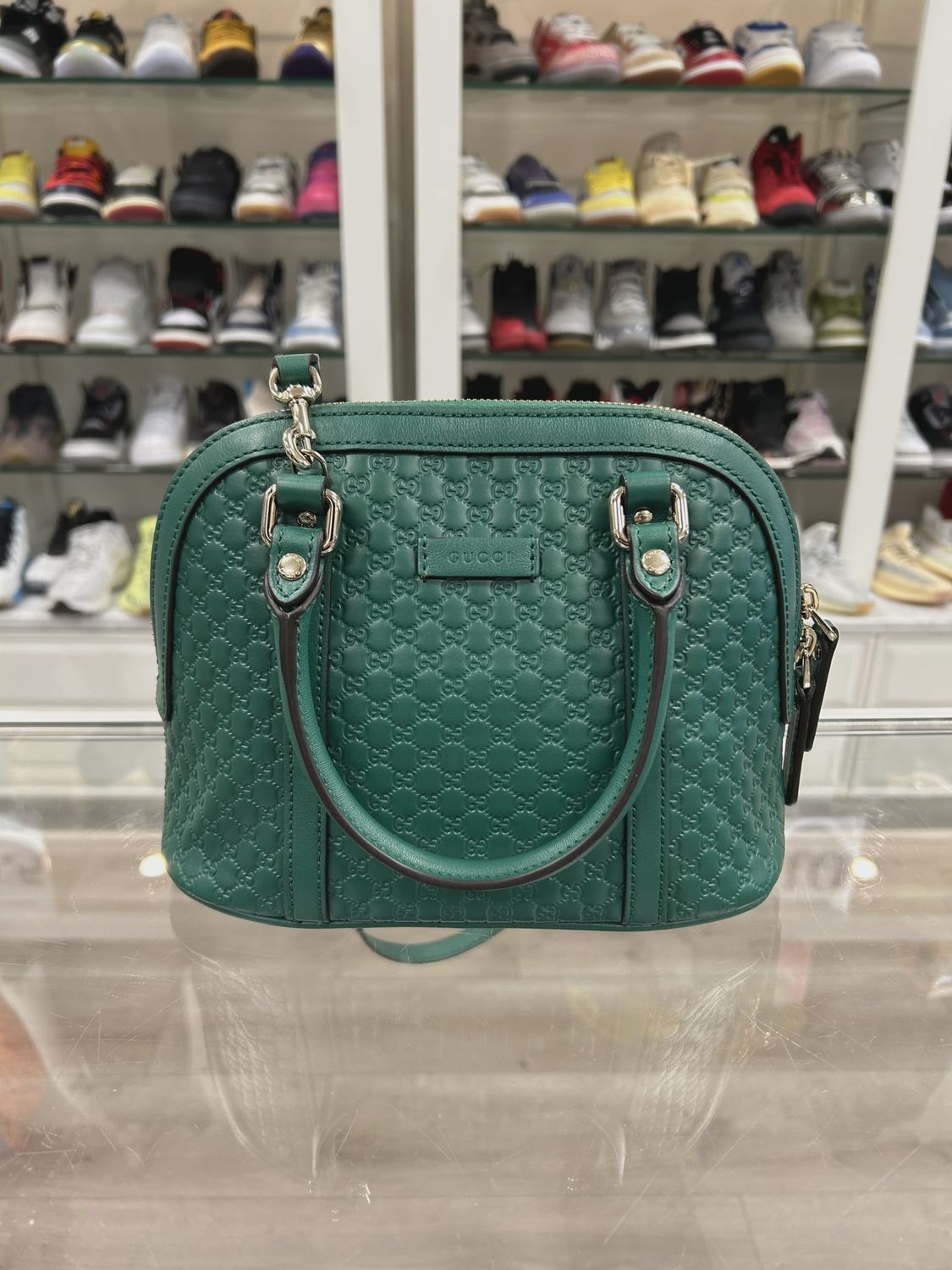 Gucci Microguccissima Mini Dome Bag Emerald Green Leather • Pre-Owned [2229]