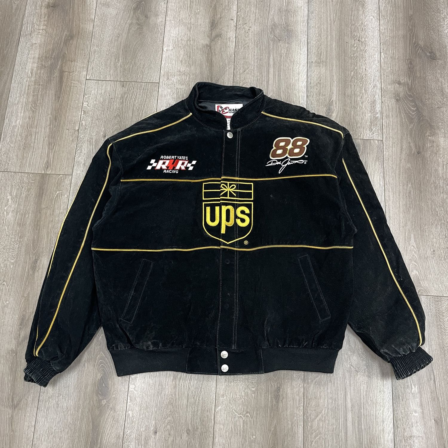 vintage Chase Authentics Dale Jarrett #88 NASCAR UPS Racing suede jacket - Pre-Owned, Clothing Size: XXL, Product Condition: Pre-Owned