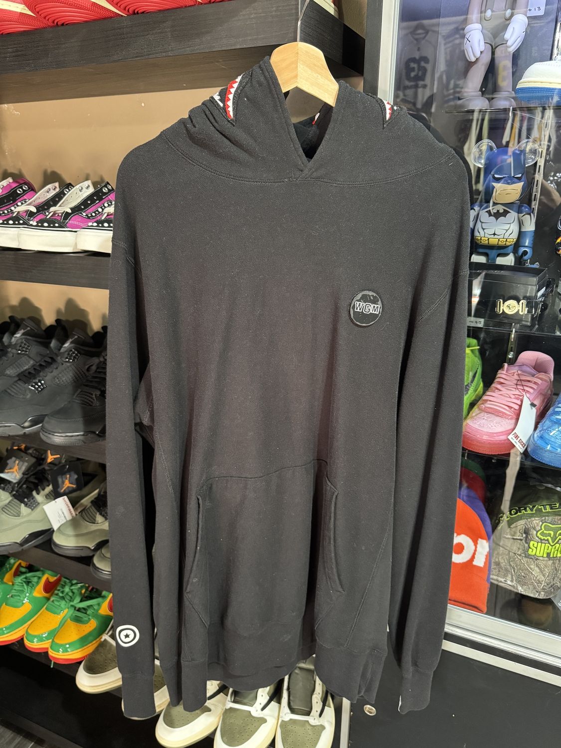 BAPE Black Pullover Shark Hoodie WGM / XXL - Pre Owned [2420], Clothing Size: XXL, Product Condition: Pre-Owned