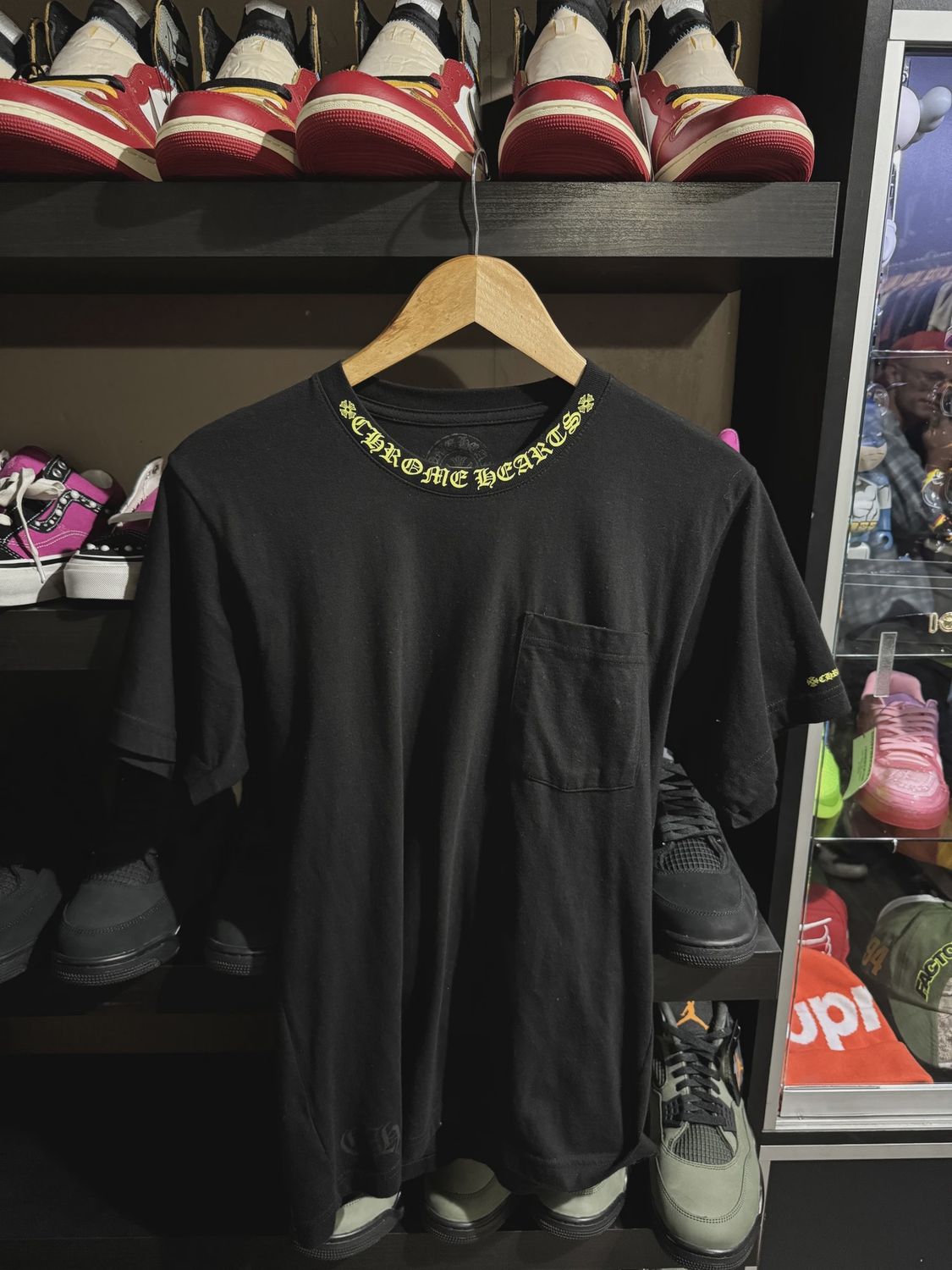 Chrome Hearts Neck Logo T Shirt Black Neon Yellow • Brand New [2324]