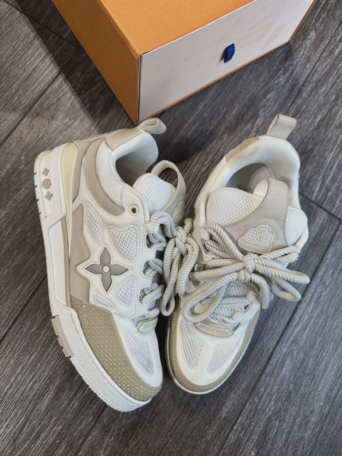 Louis Vuitton LV Skate Sneaker Beige White sz 11 • Pre-Owned [1460]