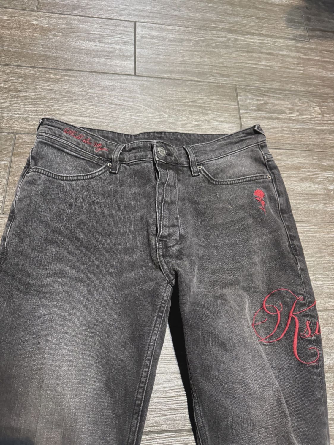 Ksubi Washed Black Red Script Logo size 32 • Pre-Owned [6688]