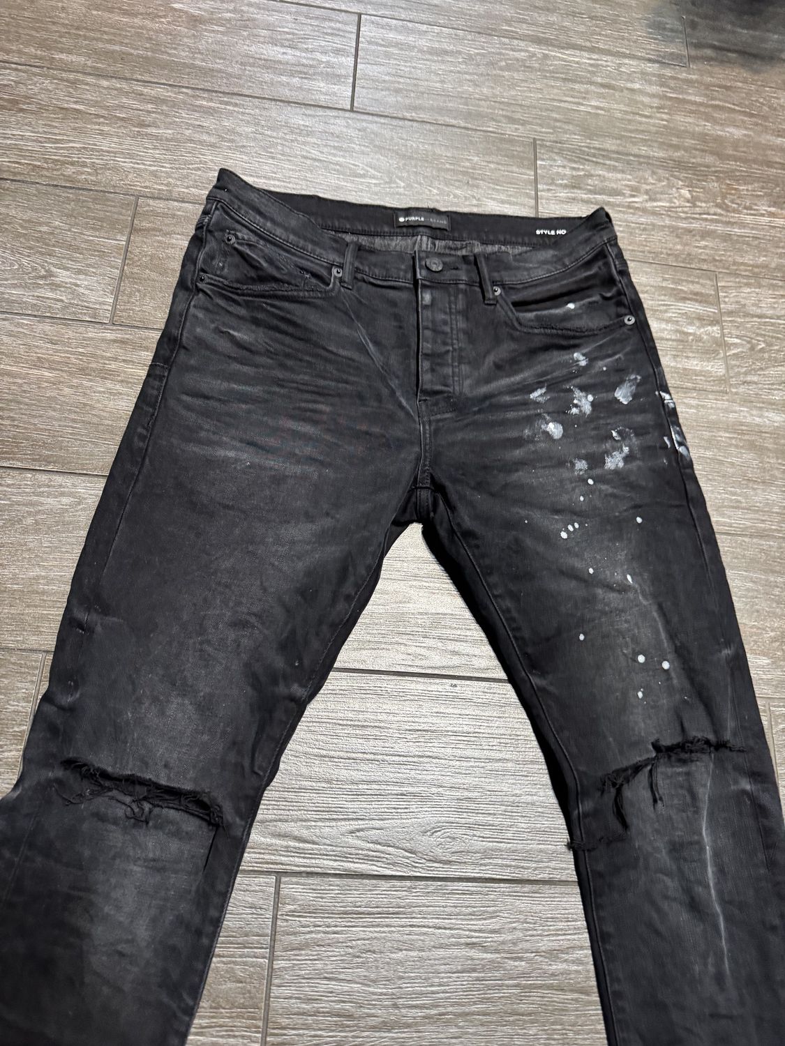 Purple Jeans Black Paint Splatter size 32 • Pre-Owned [3357]