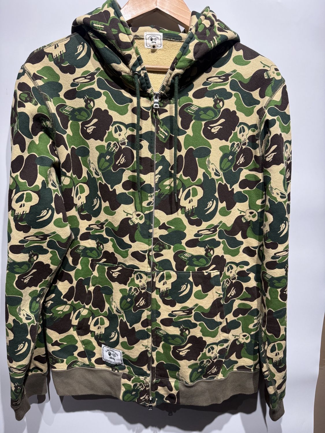 BAPE x Stussy Full Zip Hoodie Skull Camo / L - Pre Owned [2295], Clothing Size: L, Product Condition: Pre-Owned