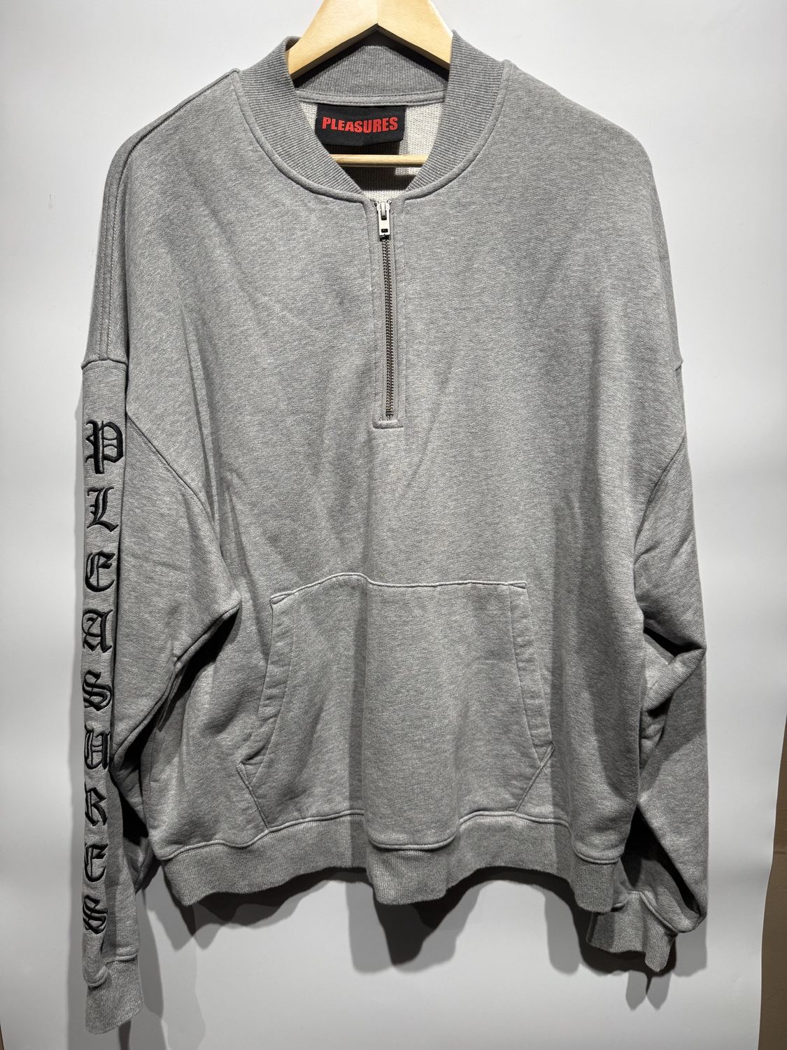 Pleasures OE 1/4 Zip Grey Melange / L - Pre Owned [6949], Clothing Size: L, Product Condition: Pre-Owned