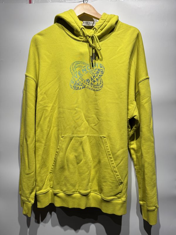 Givenchy Infinity Rings Logo Graphic Print Hoodie Neon Yellow / XL - Pre Owned [3943]