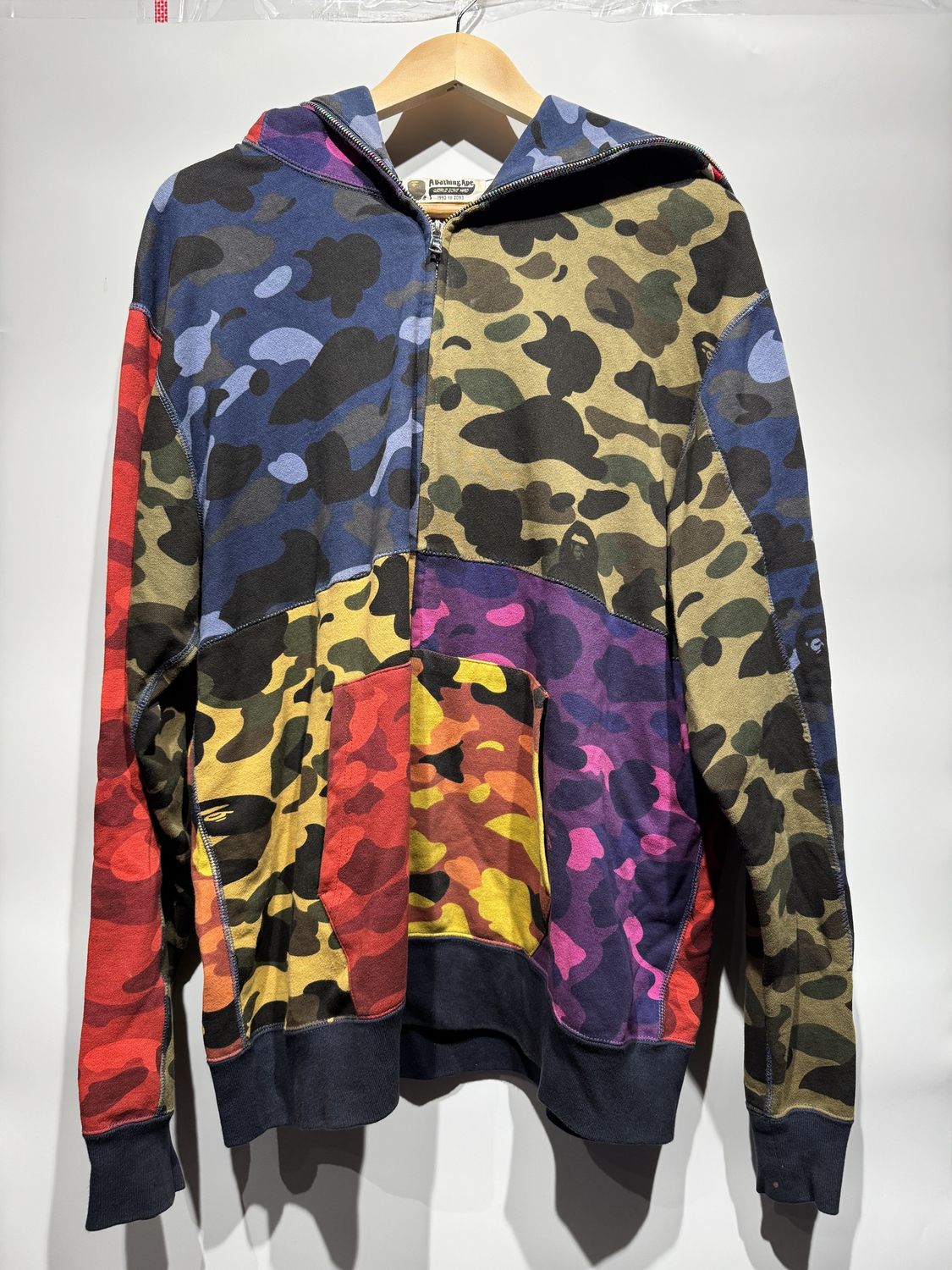 Bape Mix Camo Full Zip Shark Hoodie / 2XL - Pre Owned [3469], Clothing Size: XXL, Product Condition: Pre-Owned