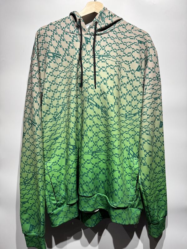 OFF- WHITE OW Allover Sport Hoodie Green Irish / XL - Pre Owned [3993]