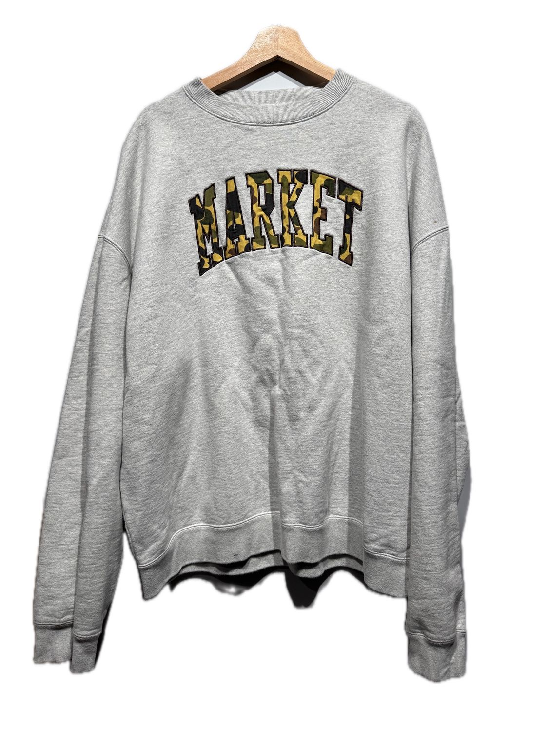 Market Studios Camo Logo Grey Crewneck / XXL - Pre Owned [4524], Clothing Size: XXL, Product Condition: Pre-Owned