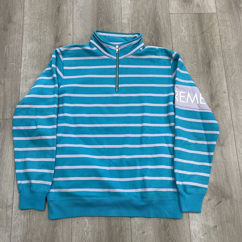 Supreme Striped Half Zip Sweater Teal/Light Purple FW16 - Pre-Owned