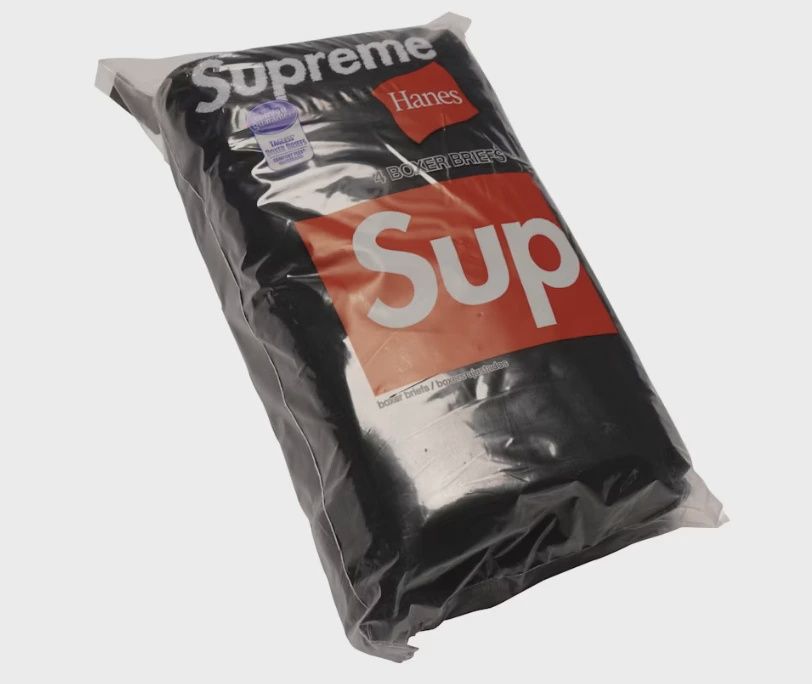 Supreme Hanes Boxer Briefs (4 Pack) Black • Brand New [6223]