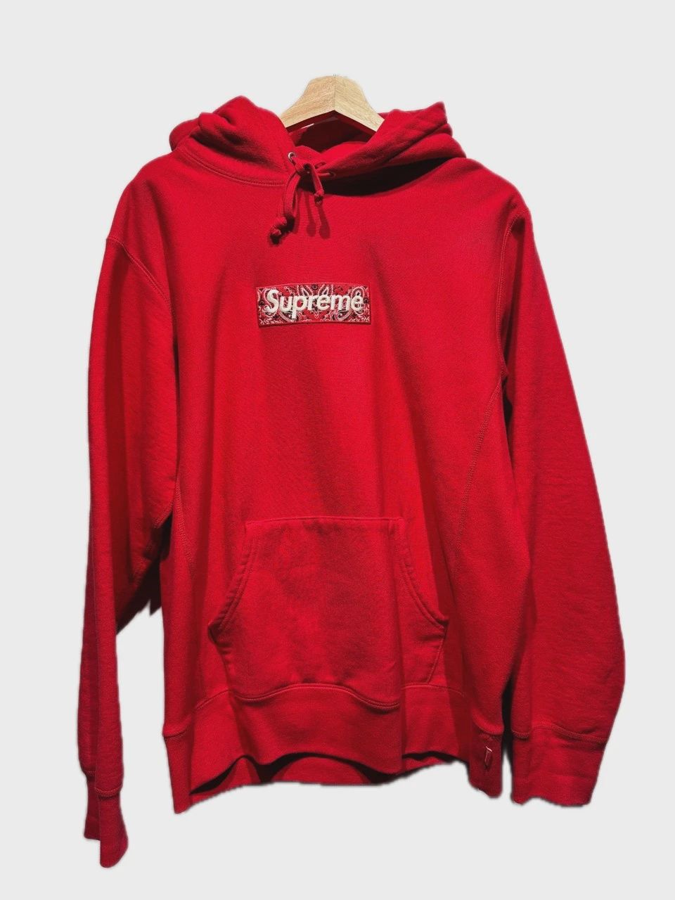 Supreme Bandana Box Logo Hooded Sweatshirt Red • Pre-Owned [1405]