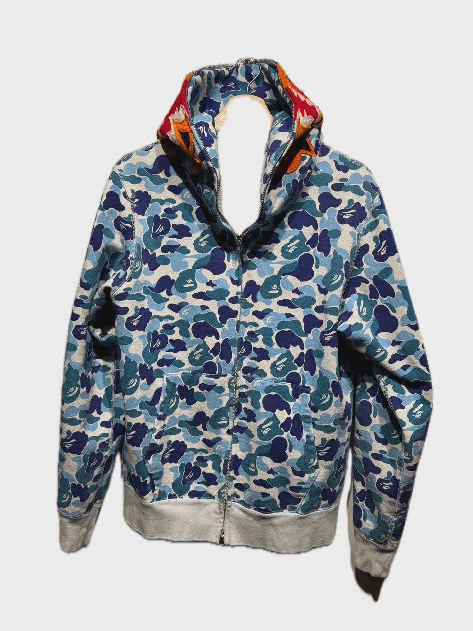 Bape Camo Shark Hoodie Full Zip Blue  Large • Pre-Owned [2245]
