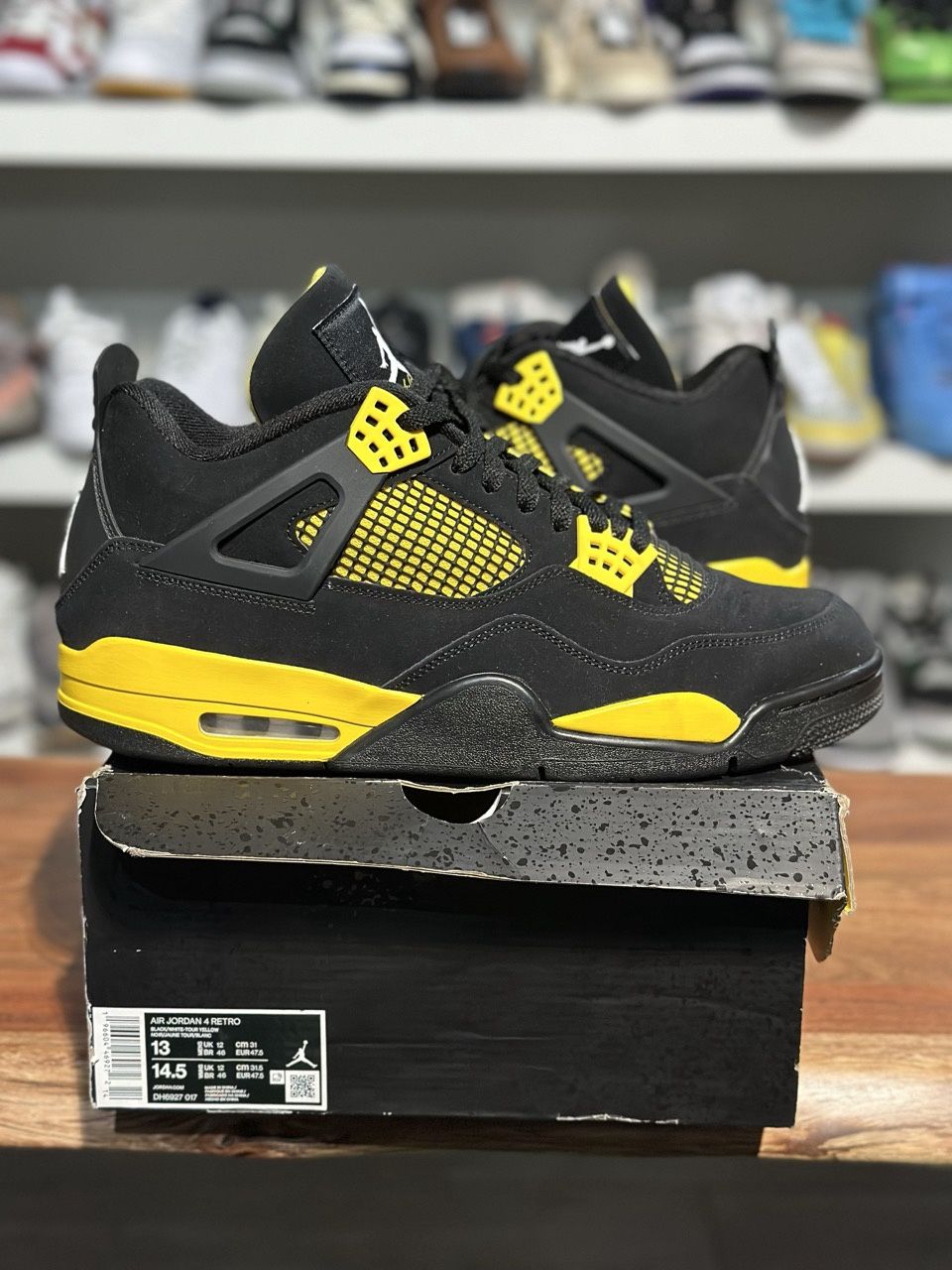 Jordan 4 Retro Thunder (2023) - Pre Owned, Product Condition: Pre-Owned, Shoe Size: US M 13